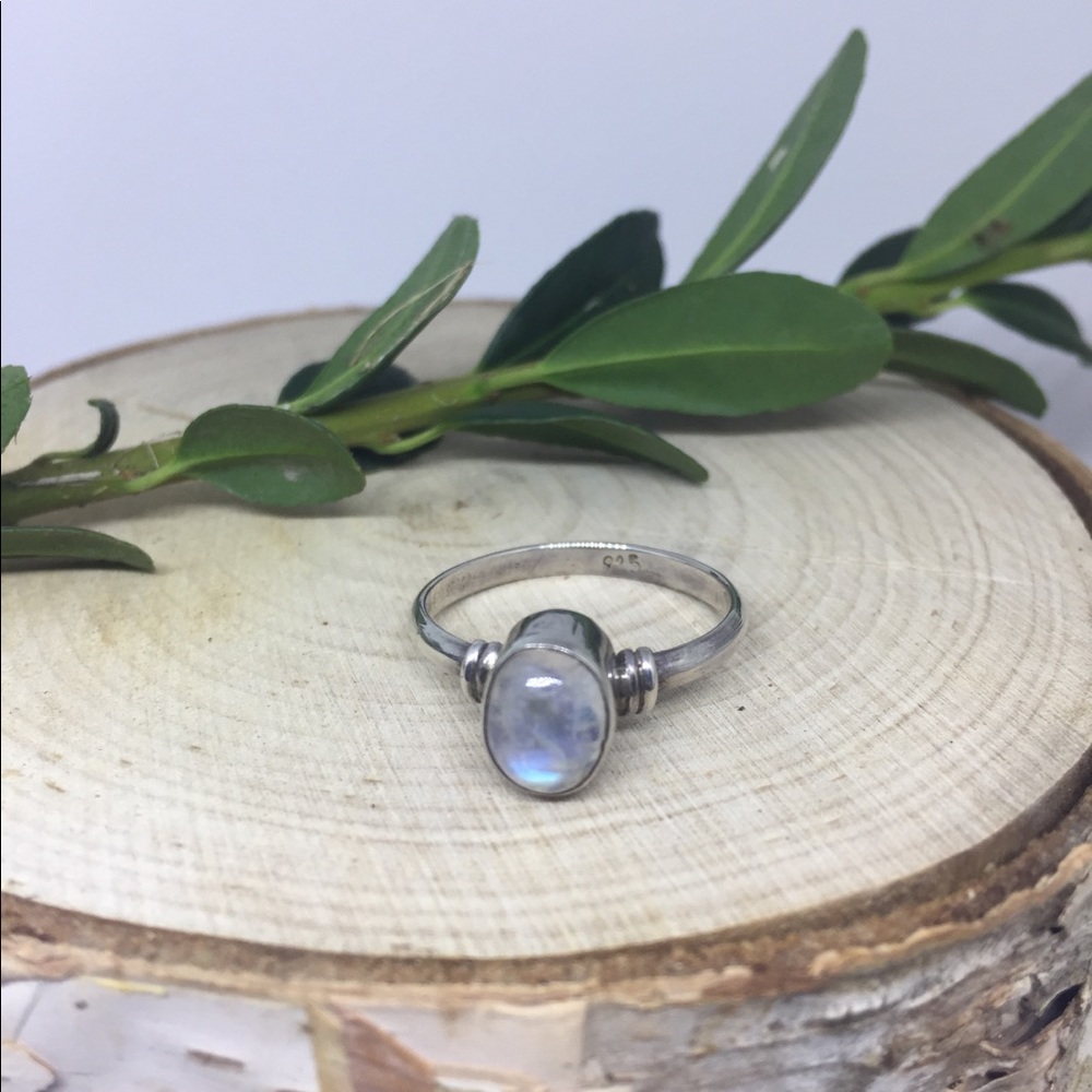 Rainbow Moonstone Silver Ring